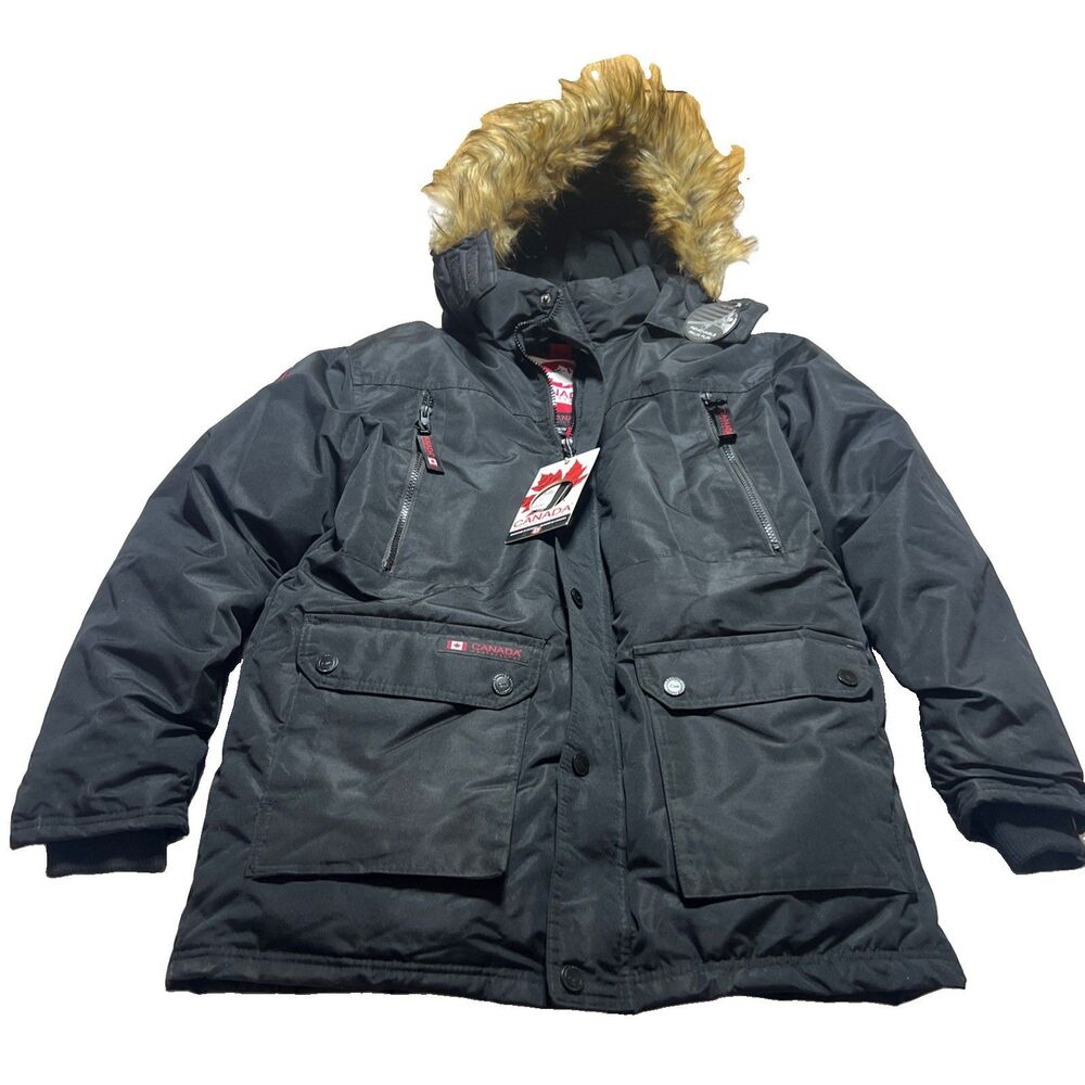 NWT! Canada Weather Gear Black Parka Fur Jacket Men’s Size XL